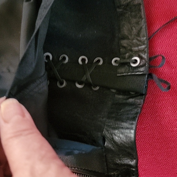 Leather & Wool Blend Knit Bikercore Moto Jacket Black size L - Picture 8 of 14